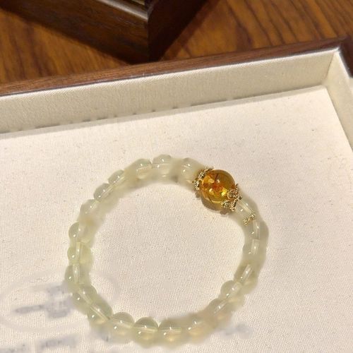 レモンクォーツ×琥珀 ブレスレット